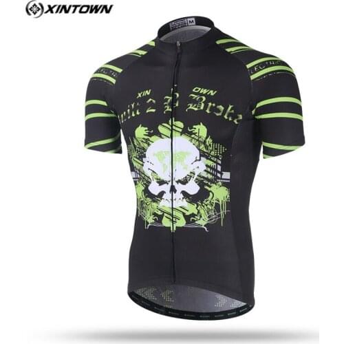 Xintown 2018 Skull Cycling Clothing Short Sleeve Polyester Cycling Jersey Top Men Summer mtb Road Bike Jersey Bicycle Clothes