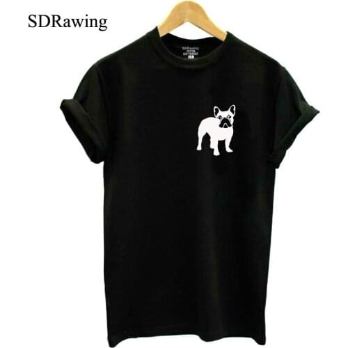 Funny I Love French Bulldog print cotton t shirts for women dog lover girlfriend Graphic Tees summer casual Female Tops