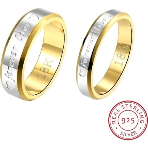 Lekani Fine Jewelry Wedding Couple Rings Set For Lovers Real Silver Gold Brand Engagement Rings For Men And Women Jzr095