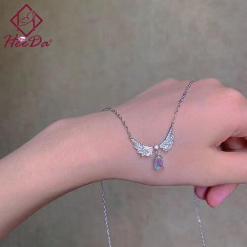Korean Fashion Creative Wing Choker Necklace Women 2021 Water Drop Crystal Clavicle Chain Lady Sweet Neck Accessories Jewelry