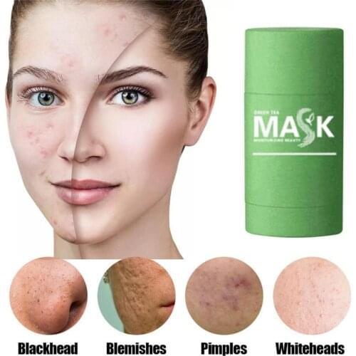 Green Tea Mask stick Oil Control Eggplant Anti-Acne Cleansing Mask Remove Blackhead Mud Mask Skin Care TSLM1