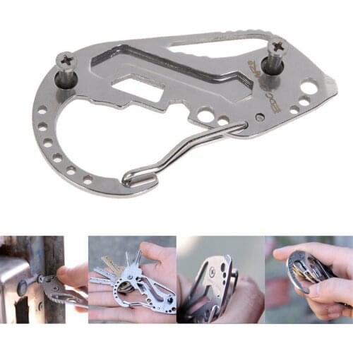 EDC Multifunctional clip camp steel multi tool carabiner pocket travel kit Key organizer stainless holder utility gadget