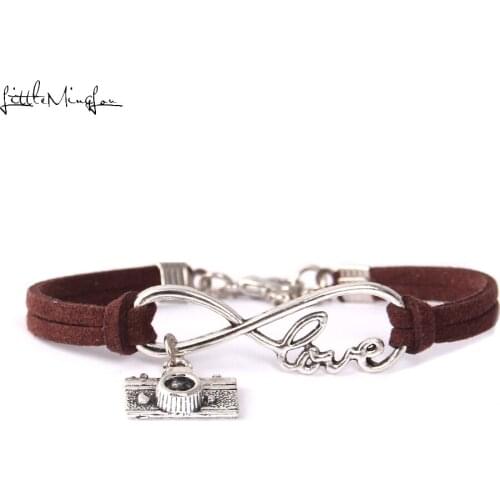 Little Minglou Infinity love photography bracelet Camera charm wrap men bracelets & bangles for women jewelry