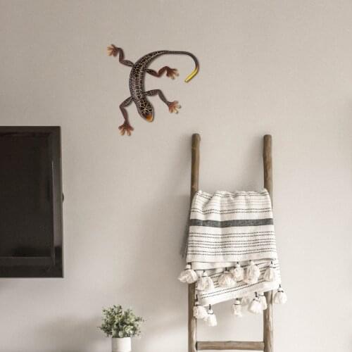 1Pcs 3D Gecko Wall Art Decor Home Indoor Metal Gecko 3D Wall DIY Realistic Vivid Sculpture Gecko Outdoor Hanging Ornament
