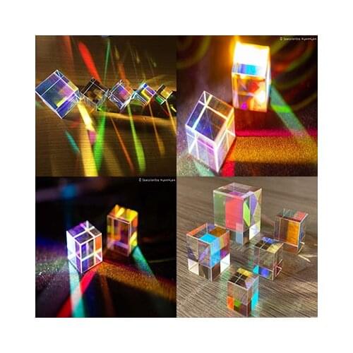 Latest Prism Six-Sided Bright Light Combine Cube Prism Stained Glass Beam Splitting Prism Optical Experiment Instrument
