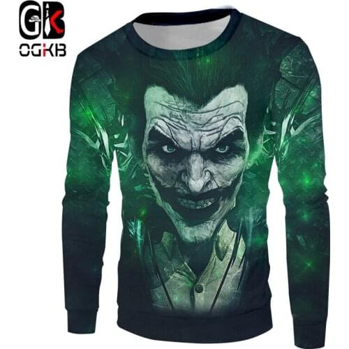 OGKB New Long Sleeve Lady Sweatshirts Tops 3D Printed Clown And Dinosaur Streetwear Oversized Coat Dropship Suppliers