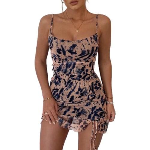 Bodycon Dress New Summer Sexy Ink Floral Print Women Sleeveless Strap Skinny Mini Dress Fashion Dresses For Women 2021