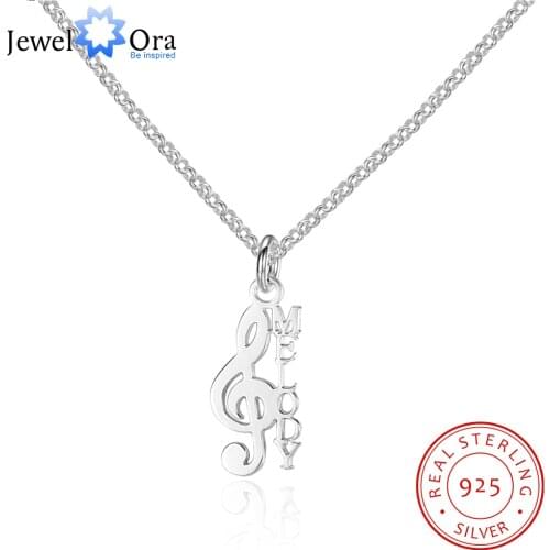 Personalized 925 Sterling Silver Custom Name Musical Note Necklaces & Pendants Gift for Girlfriend (JewelOra NE101580)