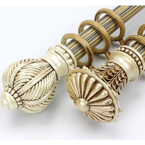 Thick Modern Nordic Style Solid Silent Rome Rod With Decorative Crown Head Single or Double Curtain Rod