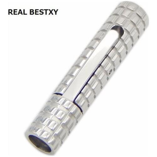REAL BESTXY 10pcs/lot Stainless Steel Magnetic Clasp,Unique, curve cube clasp, stainless steel color