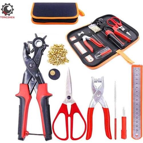 Adjustable Metal Hole Punch Pliers Revolving Leather Belt Hole Punch with Eyelet Pliers Tool Kit for Belt Watch Bands Saddle