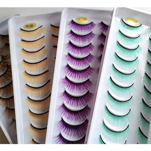 QUXINHAO 10 pairs Makeup Eyelashes Colorful ultrashort Brown Fake Eyelash Extension Doll eyelashes Doll accessories maquiagem