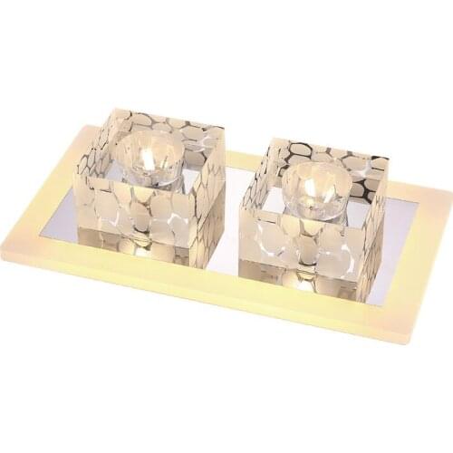 Modern LED Square Glass Shade Porch Ceiling Light 2 Heads Contracted Gallery Balcony Ceiling Light Corridor Hallway Spot lights