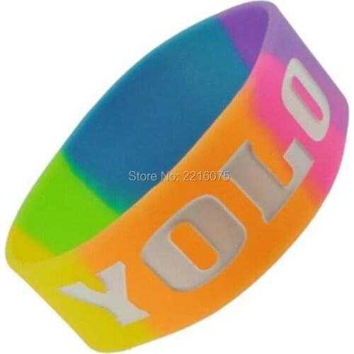 300pcs One inch segment YOLO Inspirational wristband silicone bracelets free shipping by DHL express
