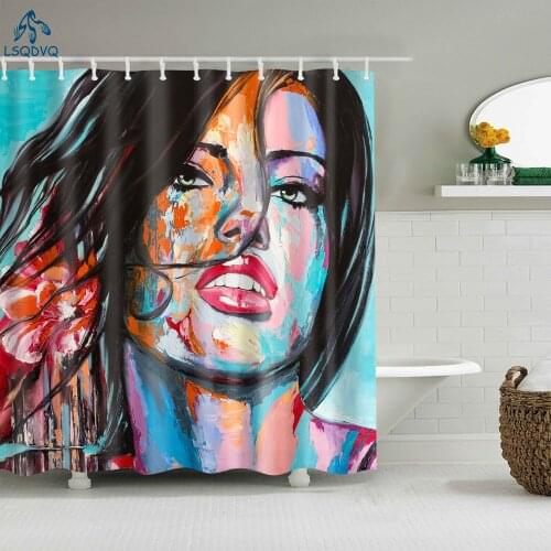 Bathroom Waterproof Polyester Cloth Nature Of African Women Girl Simple Shower Curtain Eu Splatoon Portrait Douchegordijn