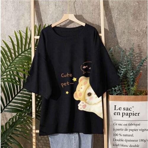 Size 6XL 150kg Summer T Shirts Women O Neck Half Sleeve Casual Butterfly Printed T shirt Large Size Tops Female Loose Tees