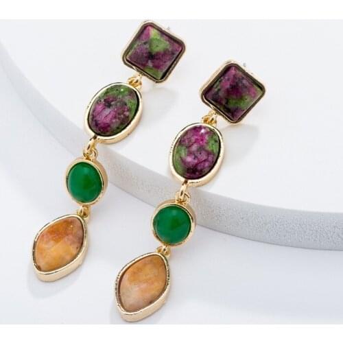 Aesthetic Natural Stone Womens Earrings Bohemian Tassel Long Earings Fashion Cool Multi-Color Boho Earring Party Gift Jewellery