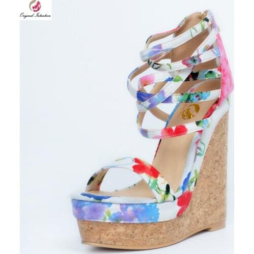 Original Intention Gorgeous Women Sandals Multicolors Platform Peep Toe Wedges Sandals Beautiful Shoes Woman Plus US Size 4-15