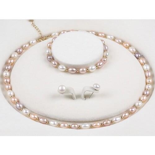 New Design Ladies Fashion Jewelry Set Natural Baroque Pearl Necklace Jewelry Set