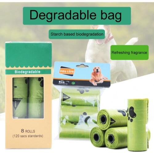 1/3/8 Roll Biodegradable Paws Print Pet Dog Bags Cats Waste Garbage Pouch Large Capacity Environmental Protection Cleaning Bag