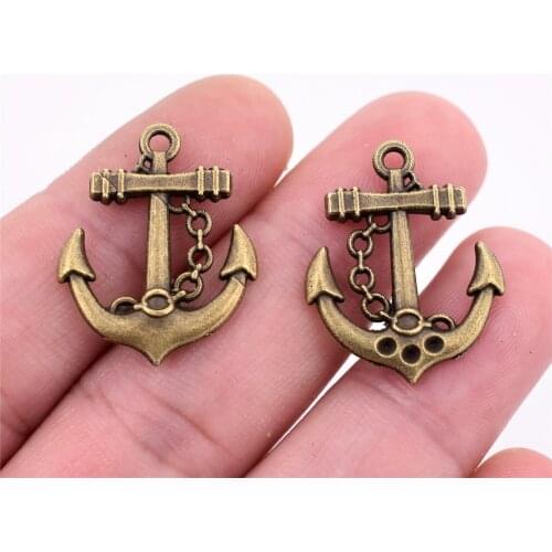 10pcs/lot 25x20mm Antique Bronze Plated Anchor Charms Pendant DIY Handmade Jewelry Accessories