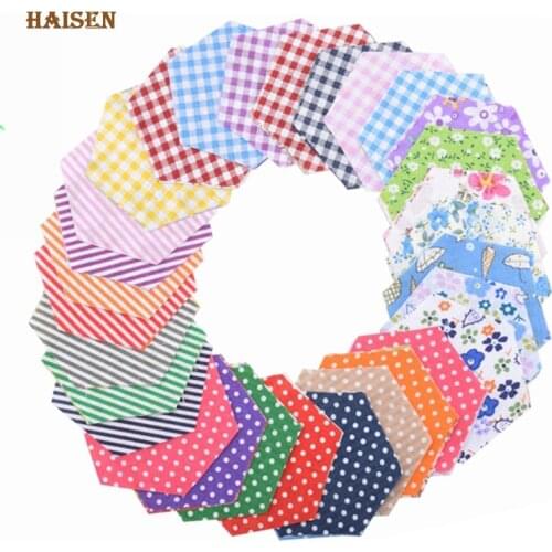 100Pcs/Lot Random Pattern Printed Hexagon Shape Low Density&Thin Cotton Fabric Patchwork Tissue For DIY Quilting&Sewing Material