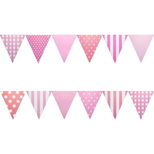 12 Flags Paper Bunting Baby Shower Home Decoration wedding supplies and Banner for Kids Birthday Party Decoration Supplies