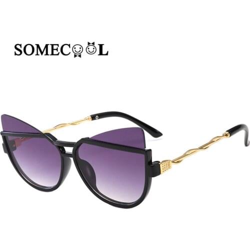 SomeCool 2019 style kids sunglasses 3-9 yr Cute Girls eyewear Cat eye Golden leg baby child sun glasses UV400 Reflective lens