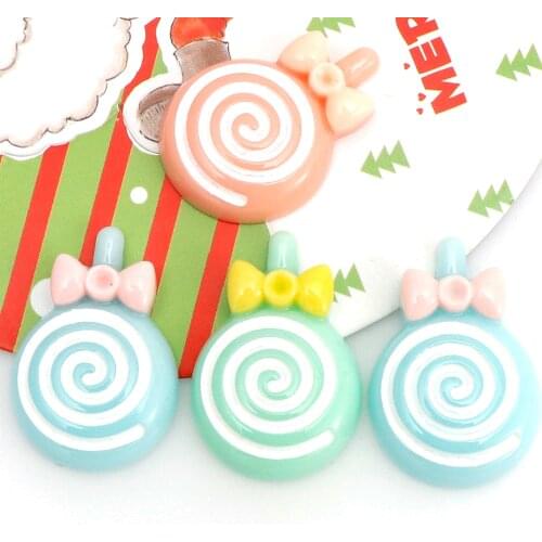 30pcs 20*30mm Mix Color Flatback Resin Candy Lollipop Crafts For Jewelry accessories Decoration