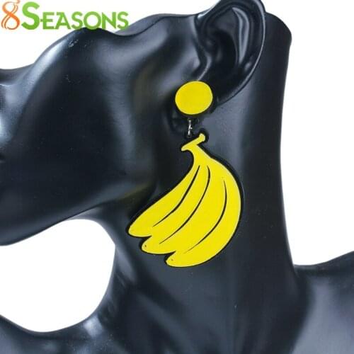 8SEASONS Fashion Acrylic Stud Earrings New Design Banana Shaped Earrings Fashion Jewelry 7.9cm x4.6cm(3 1/8" x1 6/8"), 1 Pair