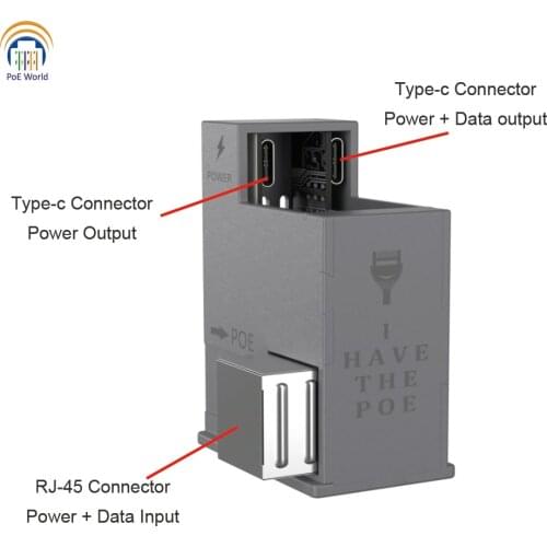 AT-USBC-JB POE+ USB-C Deliver Power& Data With Two USBC Function In Euro Box for Tablet Surface Go, IPAD Pro, Type-C device