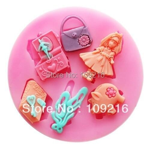 Free shipping !!!1pcs Mini New Style Ballerina & Bag etc. (F0493) Silicone Handmade Fondant/Cake Decorating DIY Mold