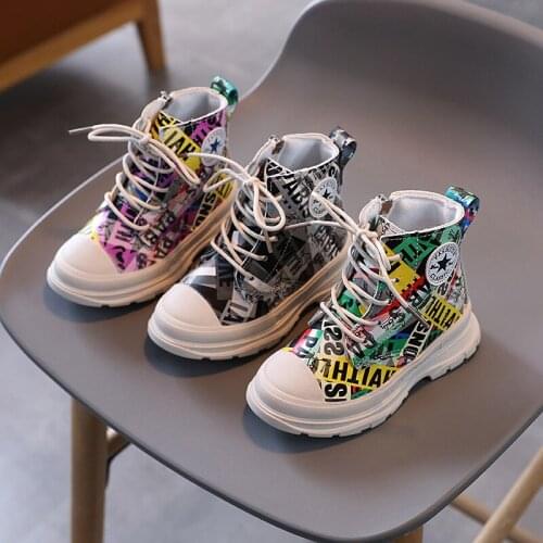 2021 Girls fashion Boots Autumn/Winter Plush Children Boots Boys Girls Martin Shoes Fashion Brand Soft Leather Warm Kids Boots