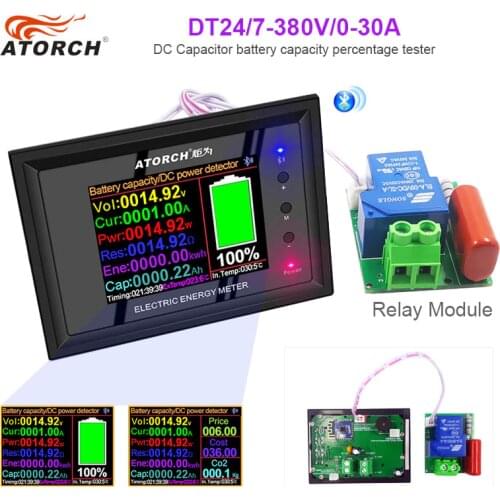 Digital Display DC 0-380V Power Supply Voltmeter Ammeter Battery Capacity Tester Battery Fuel Gauge Power Meter + Relay Module
