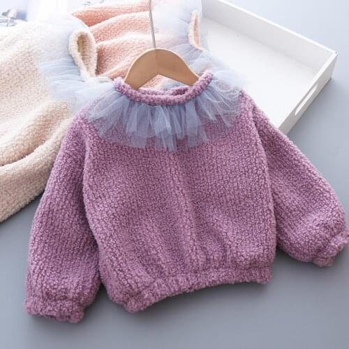 Babyinstar Baby Girls Hoodies & Sweatshirts New Girl Knitted Sweater Wool Kids Mesh Collar Clothing Baby Children Clothes Outfit