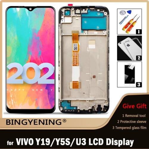 Original For VIVO Y19 2019 LCD Display Screen Touch Digitizer Assembly For 6.53 inch VIVO Y5S 2019/U3 With Frame Replace