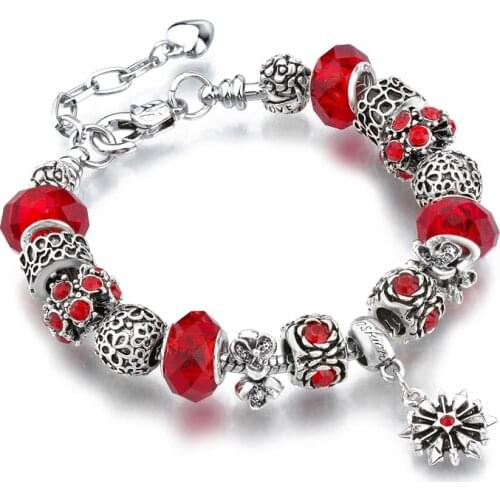 DIY Alloy Diamond Bracelet Glass Crystal Beaded charm bracelet SBR210036