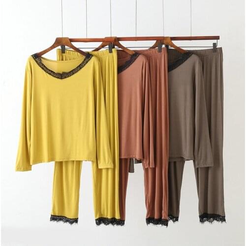 Fdfklak Breathable 2PCS Pyjama Long Sleeve Printed Pijama Mujer Loose Nightwear Suit Female Homewear Pajama Set For Women