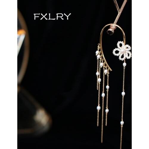 FXLRY Original Handmade Natural Pearl Earrings Without Pierced Ear Bones And Tassels Long Earrings For Women Jewelry