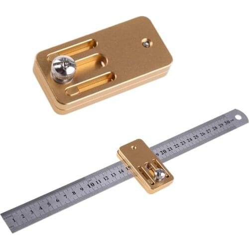 Woodworking Scribing Tool Steel Ruler Positioning Block Crossed-Out Tools Line Drawing Marking Gauge Steel Ruler Limiter