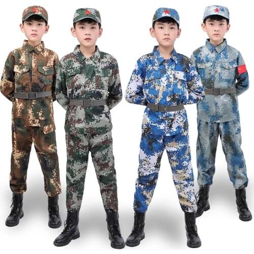 Soldier Cosplay Camouflage Army Suit Disguise Tactical Fancy Clothing Halloween Costume for Kids Party Military Uniform Team