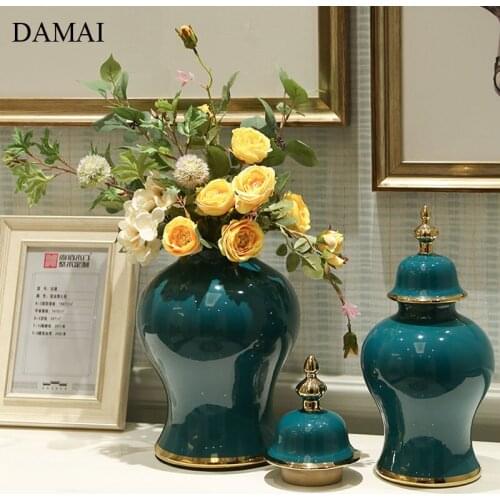 Golden Stroke Ceramic Vase Classical Simple Desktop Flowers Vases Ornaments Home Decor Porcelain Crafts Living Room Decoration