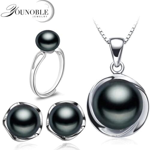 Real Wedding Natural Pearl Jewelry Sets 925 Silver Earring Set,Freshwater Pearl Sets Necklace Earring Women Best Birthday Gift