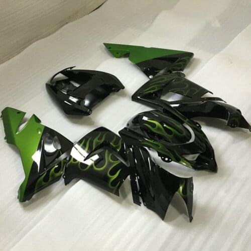 Motorcycle Fairing kit for KAWASAKI Ninja ZX10R 2004 2005 ZX10R 04 05 zx10r 04 05 Green flames black Fairings set+7 gifts SF12