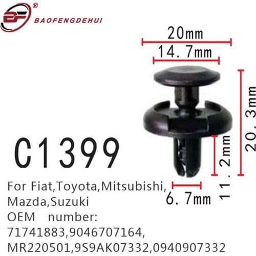 Mudguard Fender For Fiat,Toyota,Mitsubishi,Mazda,Suzuki Fastener Vane Buckle 71741883,9046707164,Mr220501,9s9ak07332,0940907332