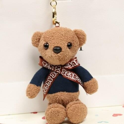 Cartoon Teddy Keychain For Women Cute Girls Plush Bowknot Bear Key Chain On Bag Car Trinket Female Wedding Party Toys Gift