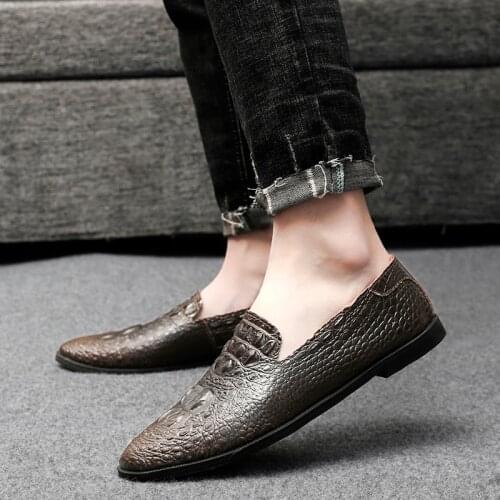 Mens shoes Fashion genuine Leather Loafers Men outdoor Casual Printed Moccasins Oxfords Shoes Man Party Driving Flats shoes