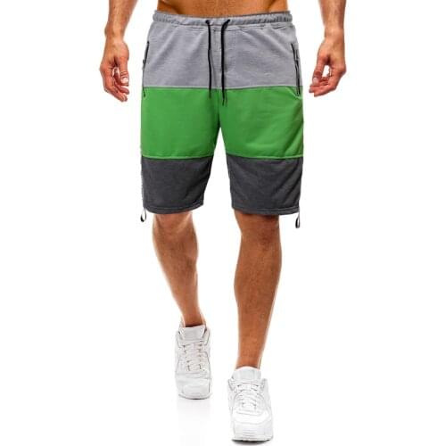 Foreign trade hot mens sports shorts stitching strips decorative design casual shorts