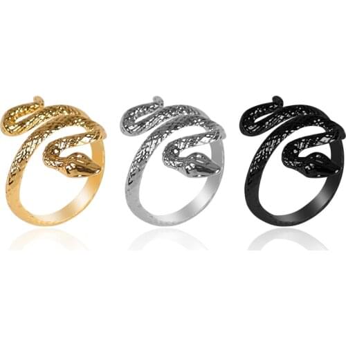 Retro Personality Mens Ring Animal Snake-shaped Opening Adjustable Alloy Material Three Colors Optional Jewelry Gift Hot