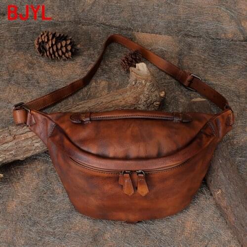 New Handmade Retro Leather Chest Pack Women Belt Bag Cross-body Chest Bag Casual Saddle Bags First Layer Cowhide Soft Ladies